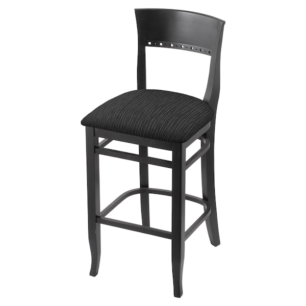 25" Counter Stool, Black Finish, Graph Coal Seat